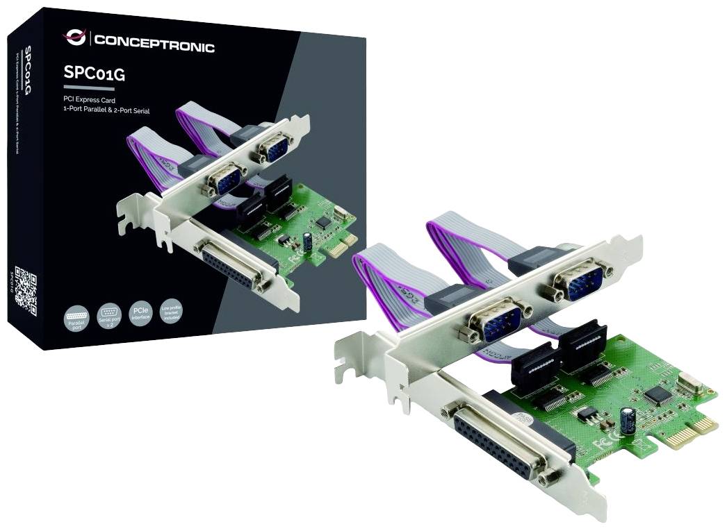 Conceptronic SPC01G 1+2 Port Serielle/Parallele Steckkarte PCIe, Parallel (IEEE 1284), Seriell