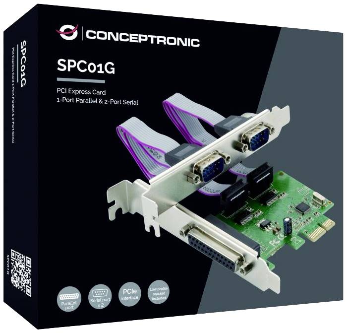 Conceptronic SPC01G 1+2 Port Serielle/Parallele Steckkarte PCIe, Parallel (IEEE 1284), Seriell