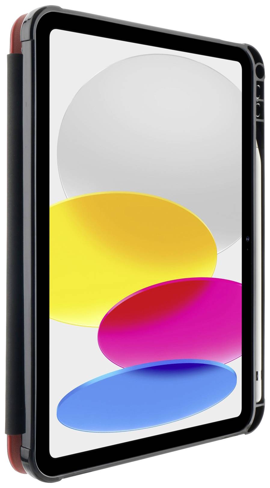 Tablet mit bunter, abstrakter Grafik auf dem Bildschirm.