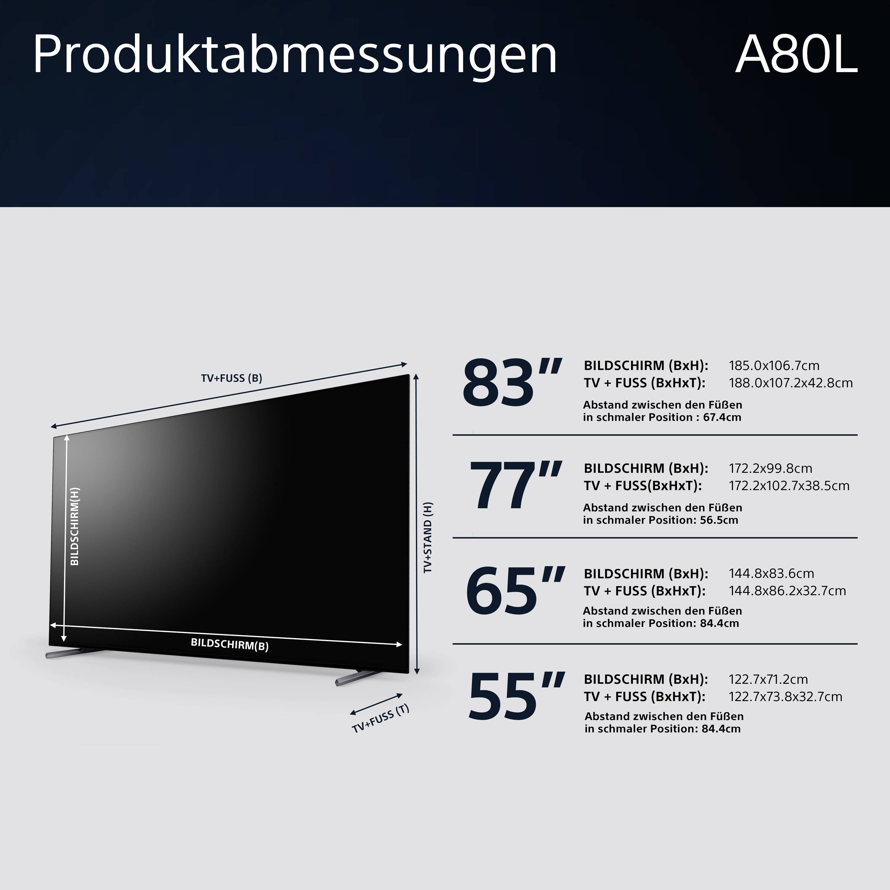 Sony XR55A80LAEP OLED-TV 139 cm 55 Zoll EEK G (A - G) CI+, DVB-C, DVB-S, DVB-S2, DVB-T, DVB-T2, Smart TV, UHD, WLAN Silber