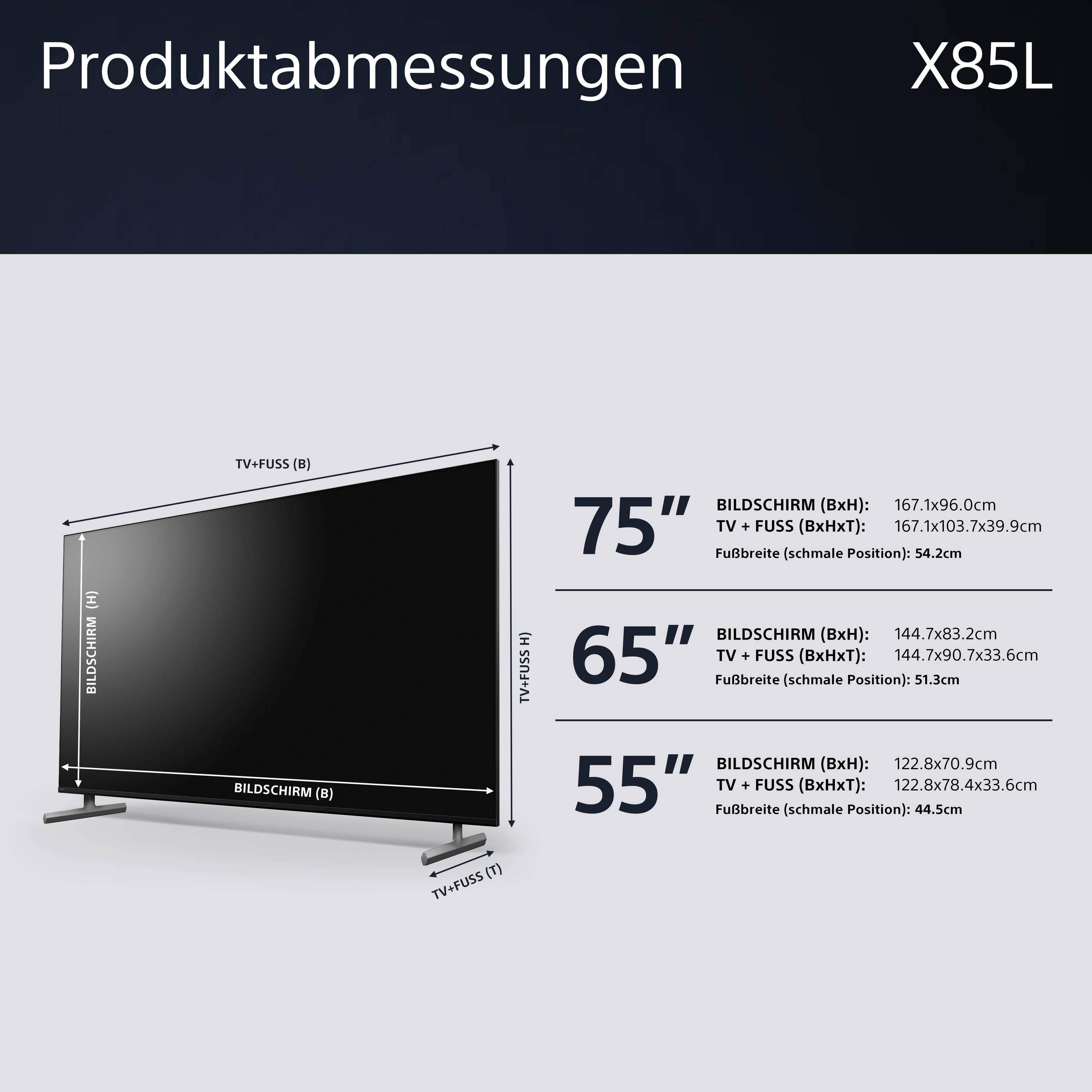 Sony KD55X85LAEP LCD-TV 139.7 cm 55 Zoll EEK F (A - G) CI+, DVB-C, DVB-S, DVB-S2, DVB-T, DVB-T2, WLAN, UHD, Smart TV Schwarz