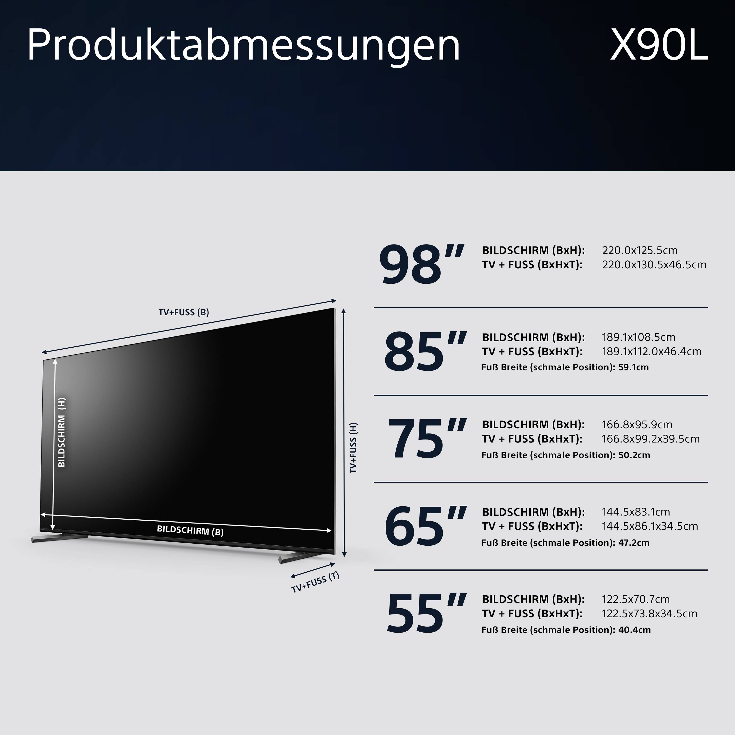 Sony XR85X90LPAEP LED-TV 215.9 cm 85 Zoll EEK E (A - G) CI+, DVB-C, DVB-S, DVB-S2, DVB-T, DVB-T2, Smart TV, UHD, WLAN Silber