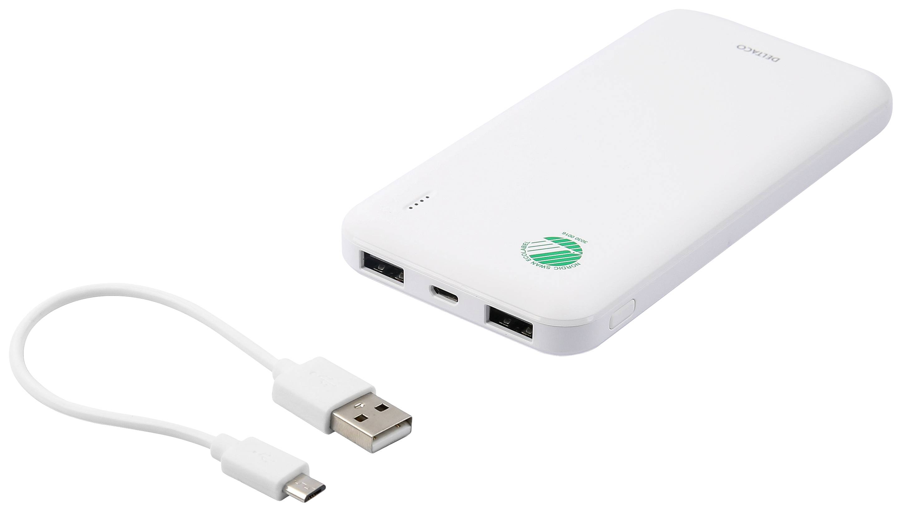 Deltaco - a nordic brand PB-S1000 Powerbank 10000 mAh LiPo USB-A Weiß