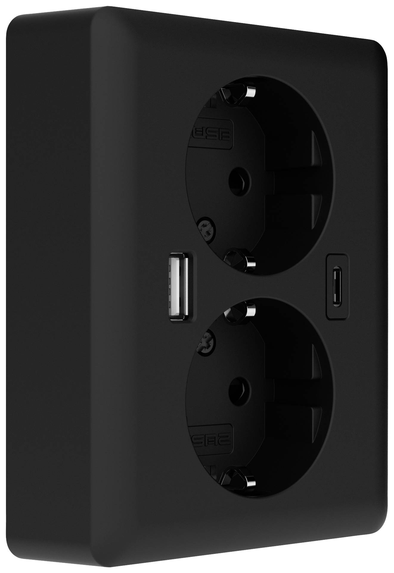 2USB 2U-449719 Unterputz-Dose mit USB-C®, mit USB-Ladeausgang Schwarz (matt)