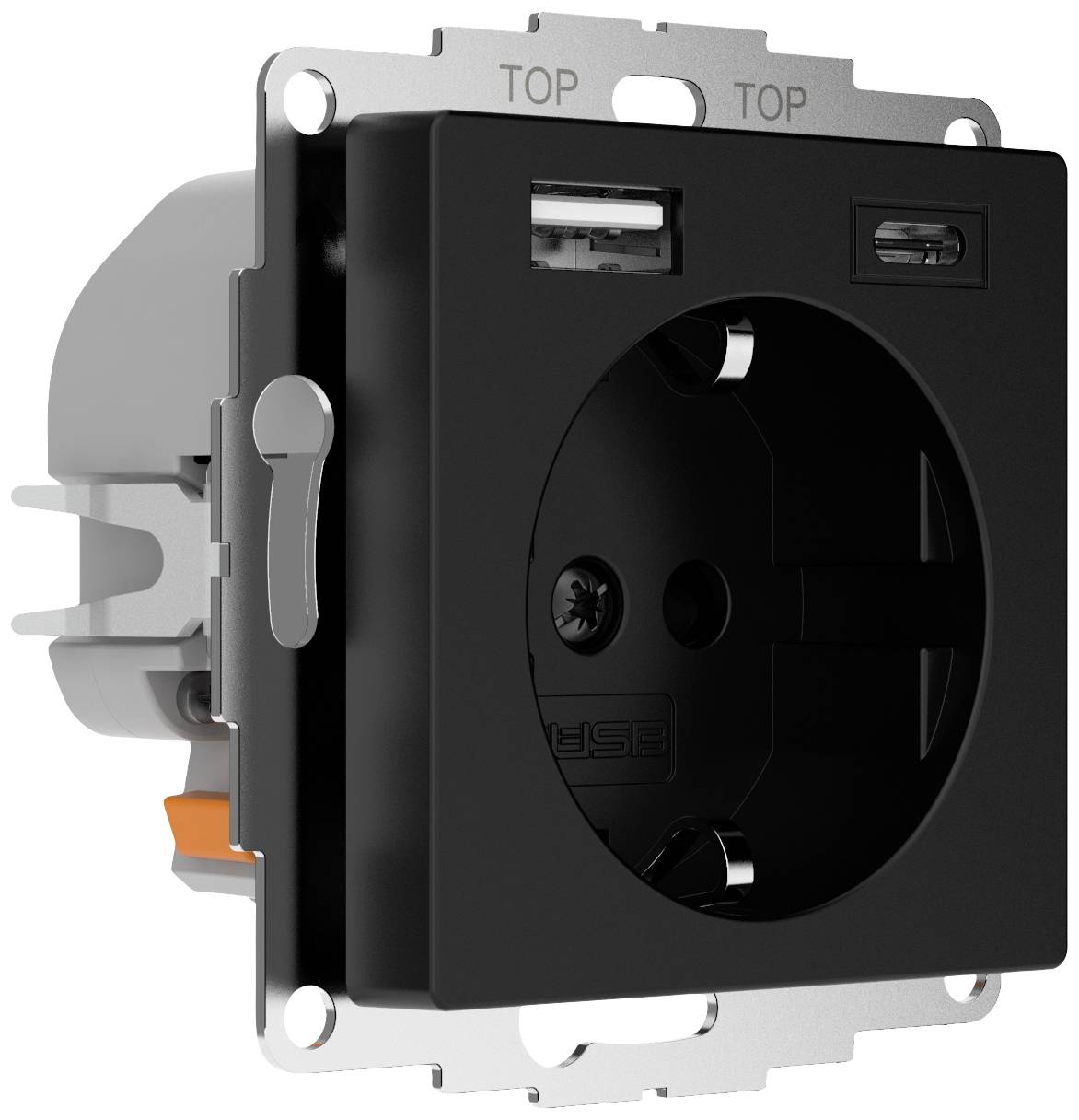 2USB 2U-449641 Unterputz-Dose mit USB-Ladeausgang Schwarz (matt)