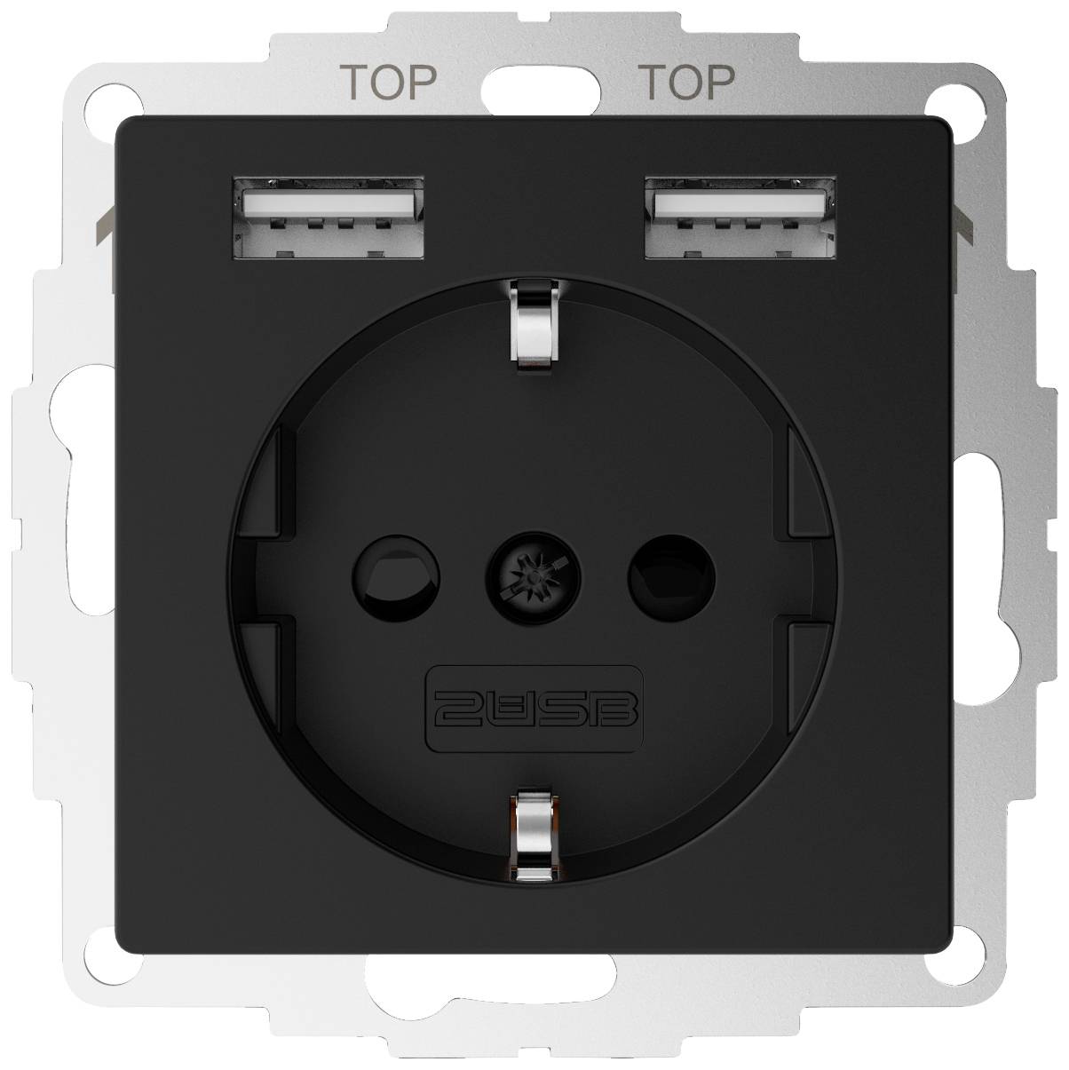 2USB 2U-449634 Unterputz-Dose Schwarz (matt)