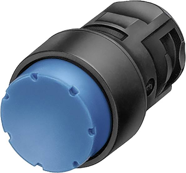 Ein schwarzer und blauer Steckverbinder für elektrische Kabel, zylinderförmig. Hauptsächlich in der Technik oder Elektronik verwendet.