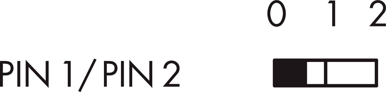 'PIN 1/PIN 2' mit Schieberegler, Stufen von 0 bis 2. Der Regler zeigt auf Stufe 1.