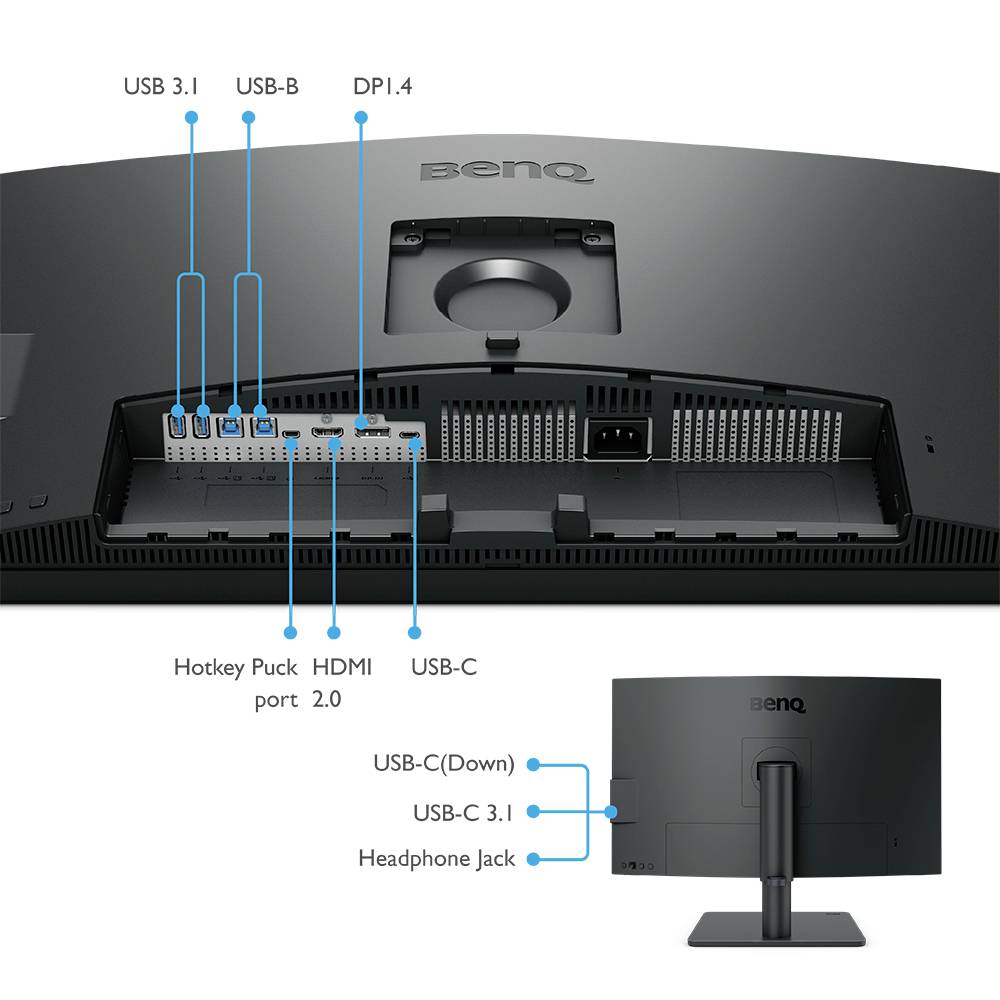 BenQ PD2705U LED-Monitor EEK G (A - G) 68.6 cm (27 Zoll) 16:9 5 ms HDMI®, Kopfhörer (3.5 mm Klinke), USB-C®, DisplayPort, USB-A IPS LCD