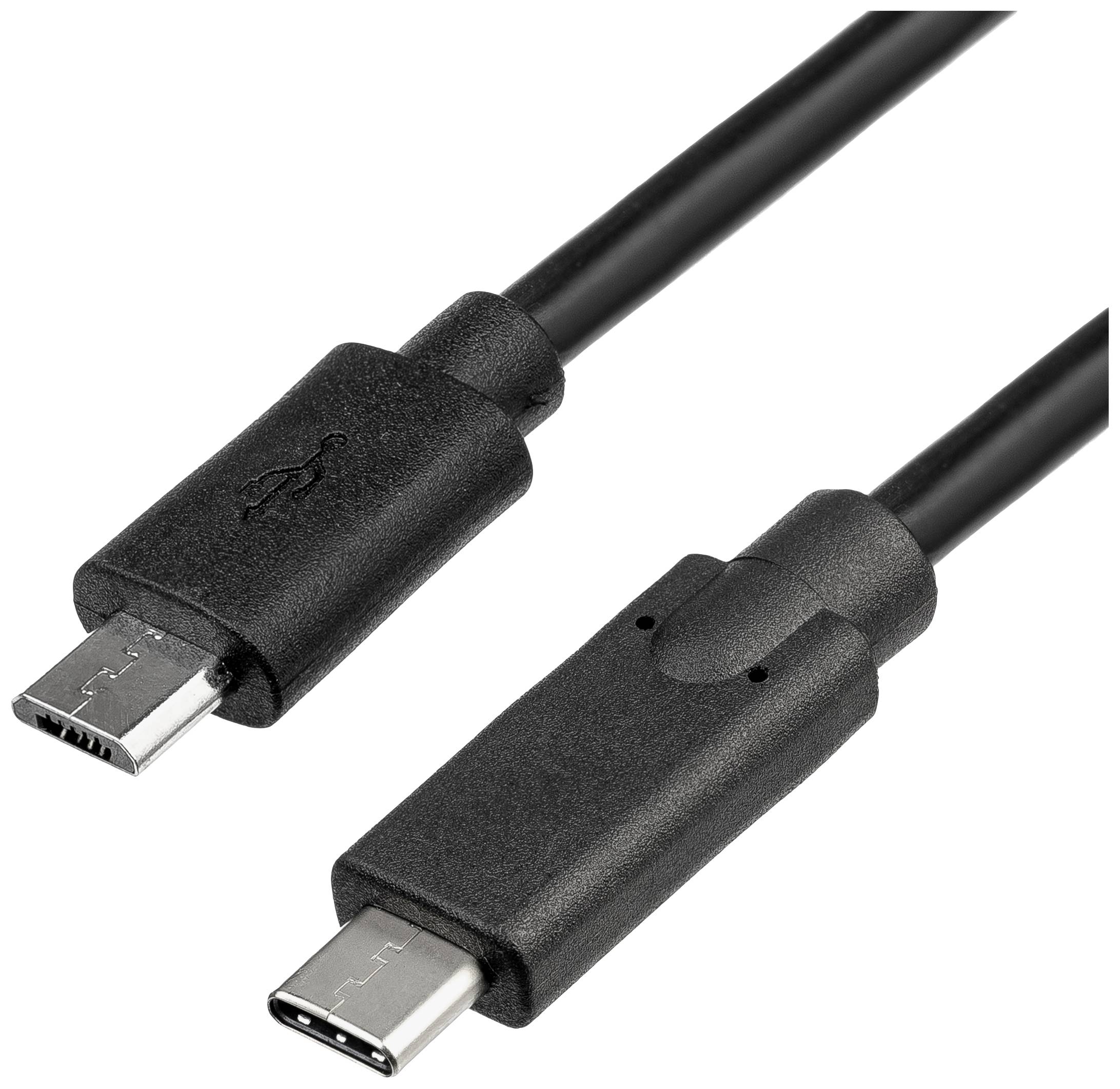 Akyga USB-Kabel USB-Micro-B Stecker, USB-C® Stecker 1.00 m Schwarz AK-USB-16