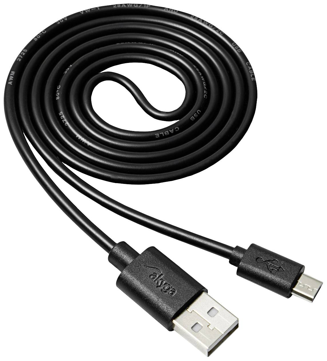 Akyga USB-Kabel USB-A Stecker, USB-Micro-B Stecker 1.00 m Schwarz AK-USB-21