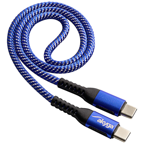 Akyga USB-Kabel USB-C® Stecker, USB-C® Stecker 0.50 m Blau AK-USB-36