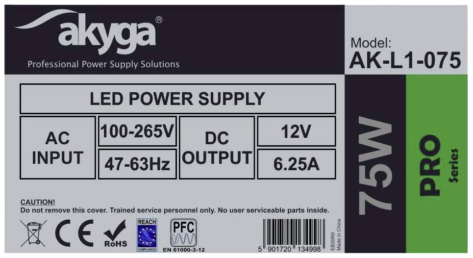 Akyga AK-L1-075 Industrienetzteil 15 V/DC 6.25 A 75 W