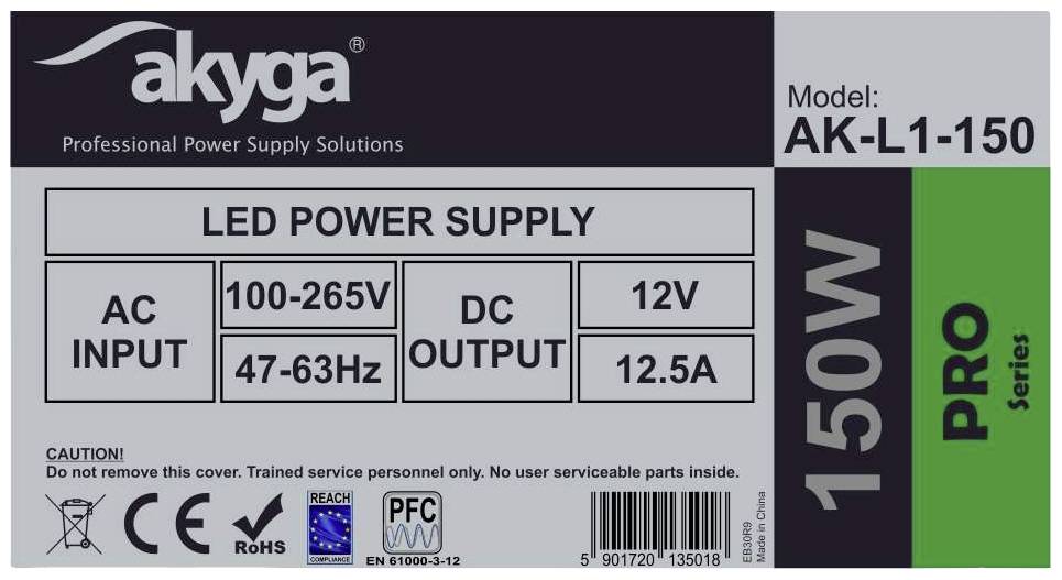 Akyga AK-L1-150 Industrienetzteil 15 V/DC 12.5 A 150 W