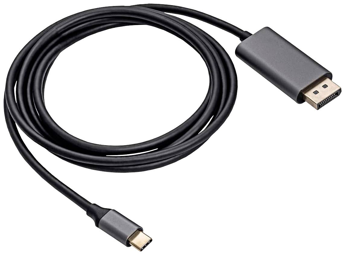 Akyga Anschlusskabel USB-C® Stecker, DisplayPort Stecker 1.80 m Schwarz AK-AV-16 USB-C® Kabel