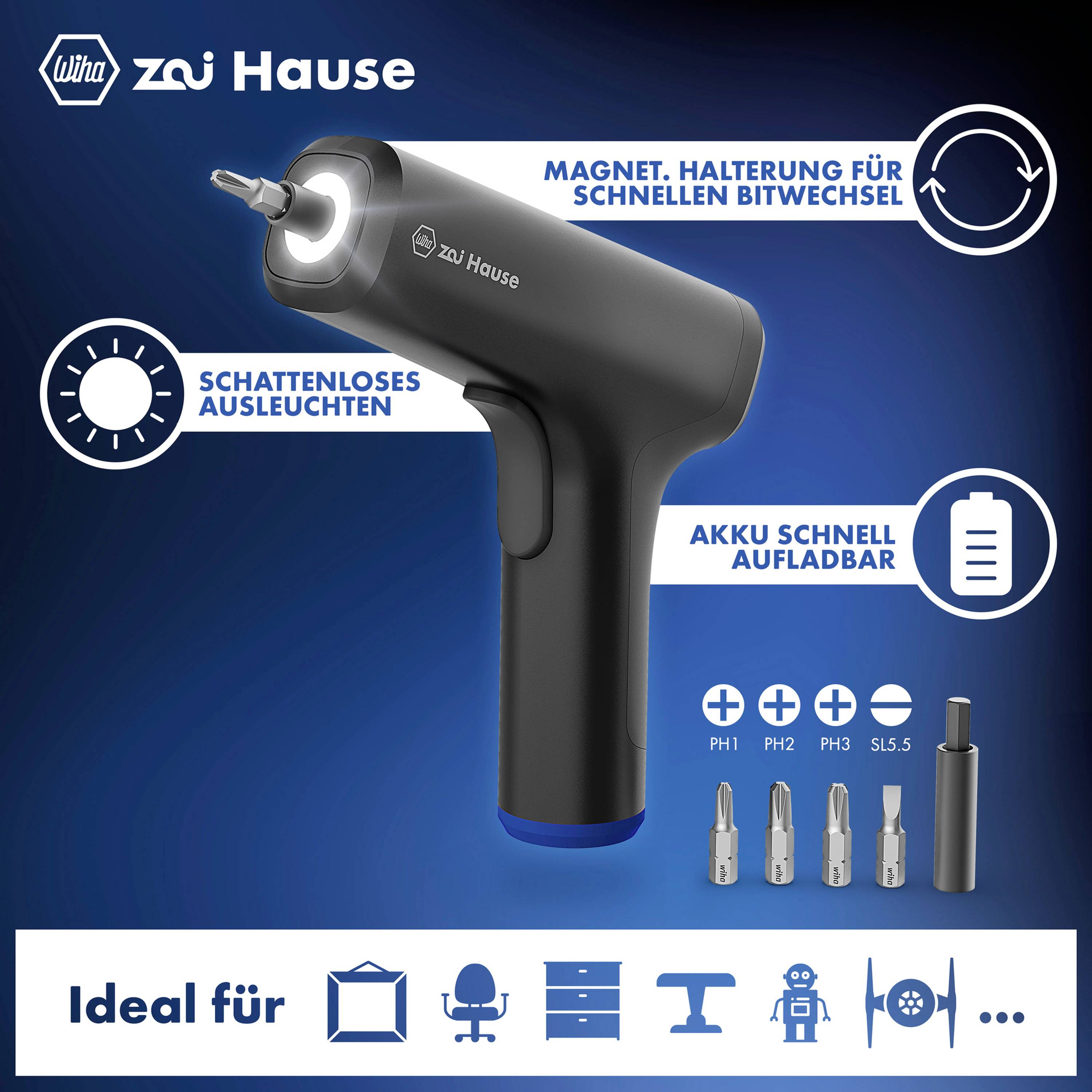 Wiha zai Hause 44622 Akku-Schrauber 4 V 2000 mAh Li-Ion