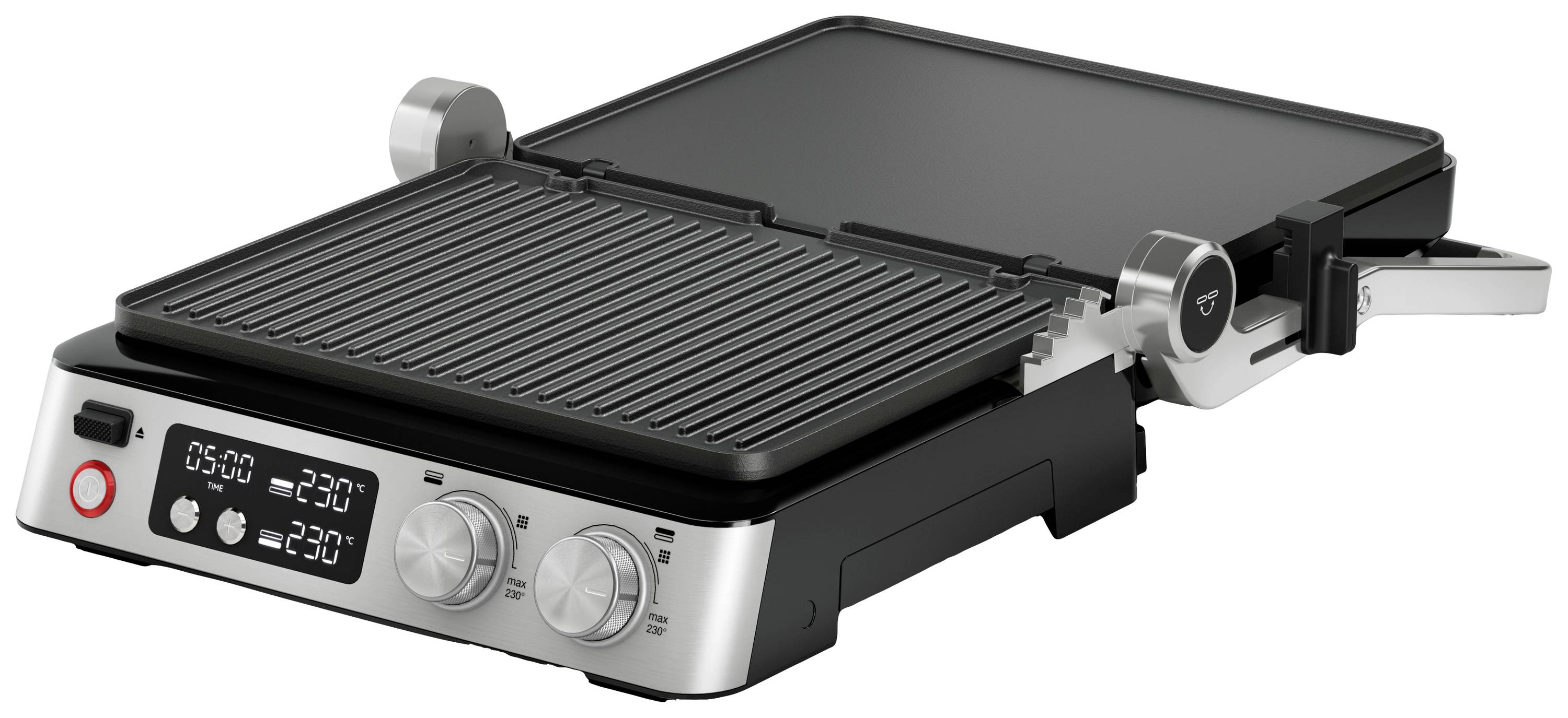 Braun CG7040 CG BRAUN STEELBK Tisch Kontaktgrill Timerfunktion, klappbar, mit Display, tragbar Schwarz, Edelstahl