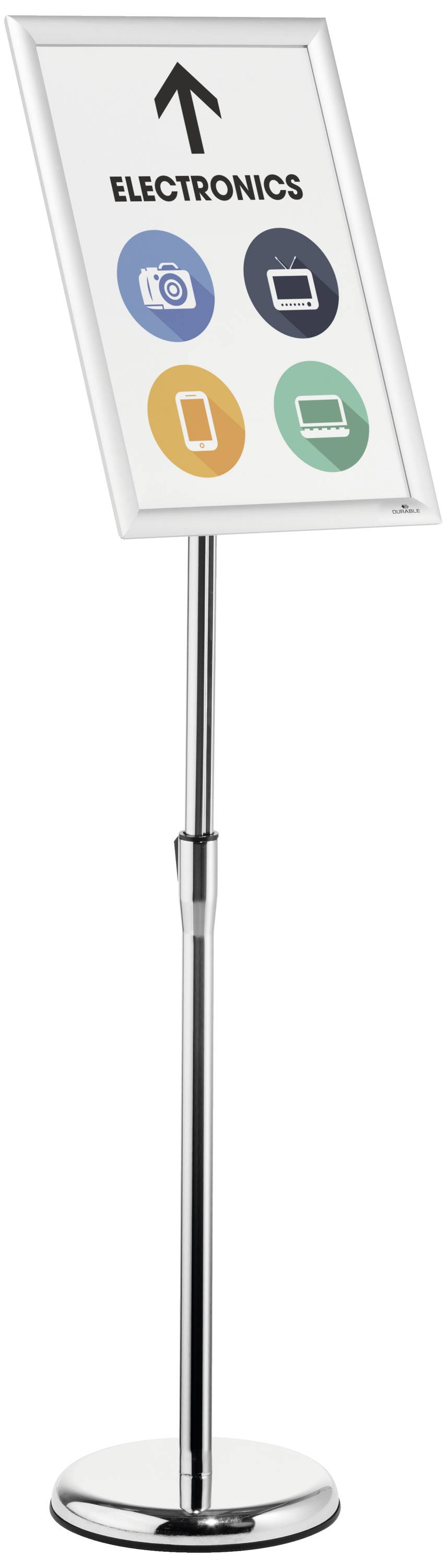 Durable 479923 Info-Bodenständer mit Aluminium Klapprahmen 1 x DIN A3 250mm x 1290mm x 250mm 1St.