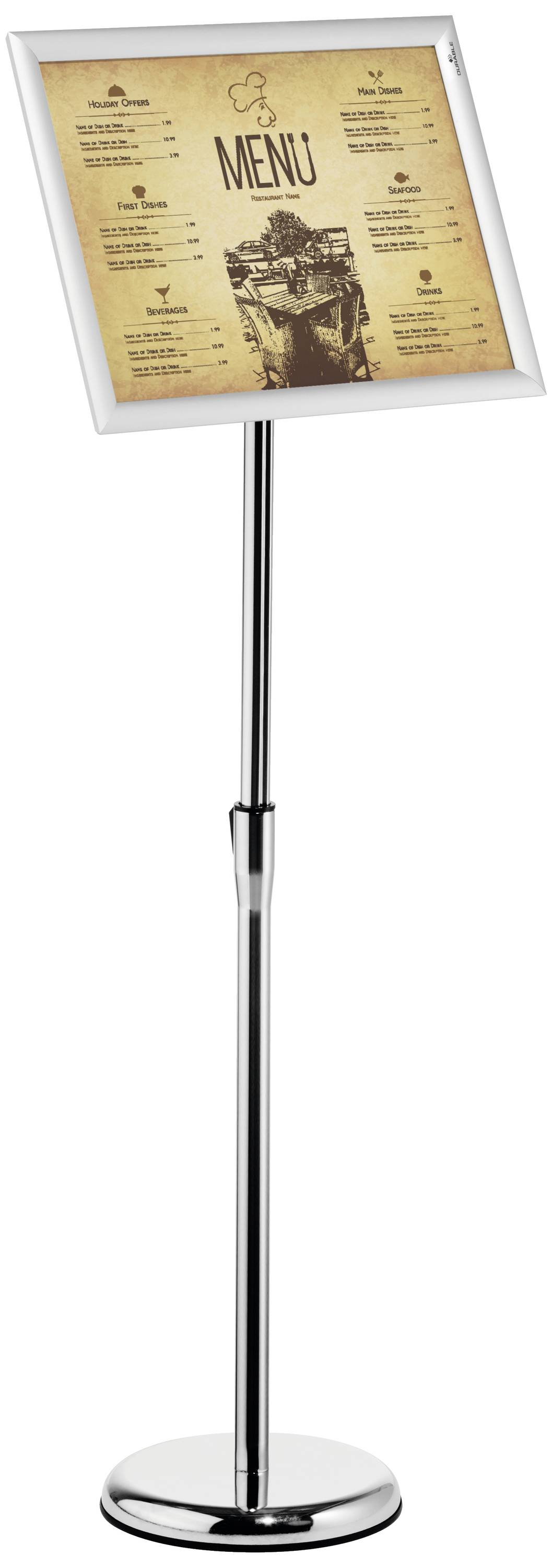 Durable 479923 Info-Bodenständer mit Aluminium Klapprahmen 1 x DIN A3 250mm x 1290mm x 250mm 1St.