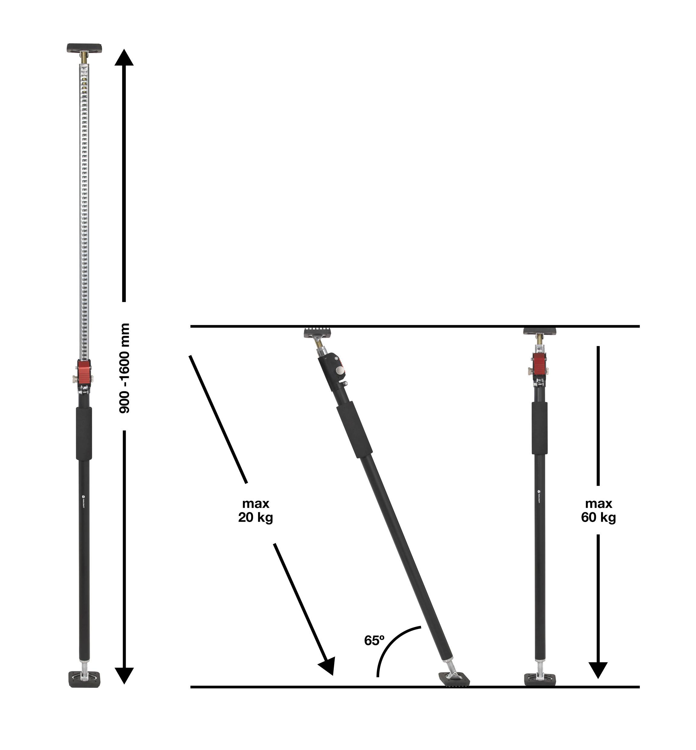 TOOLCRAFT Baustütze Längenverstellung: 900 - 1600mm Tragkraft (max.): 60kg