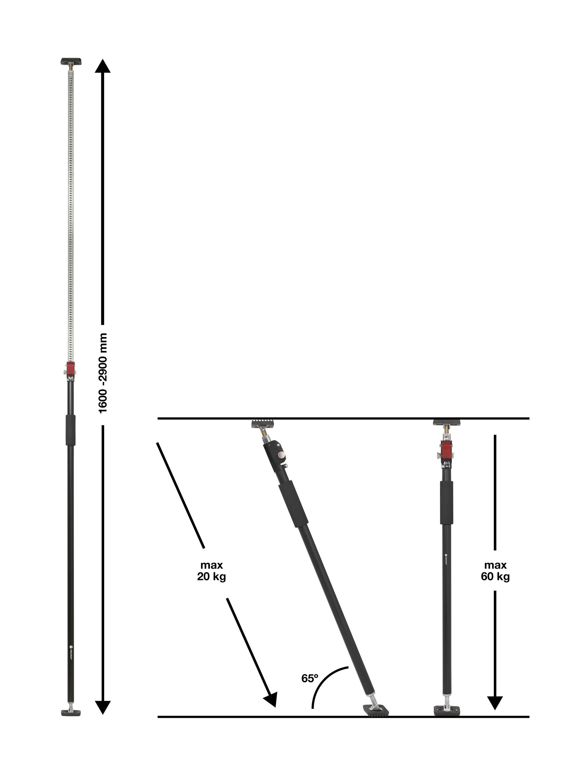 TOOLCRAFT Baustütze Längenverstellung: 1600 - 2900mm Tragkraft (max.): 60kg
