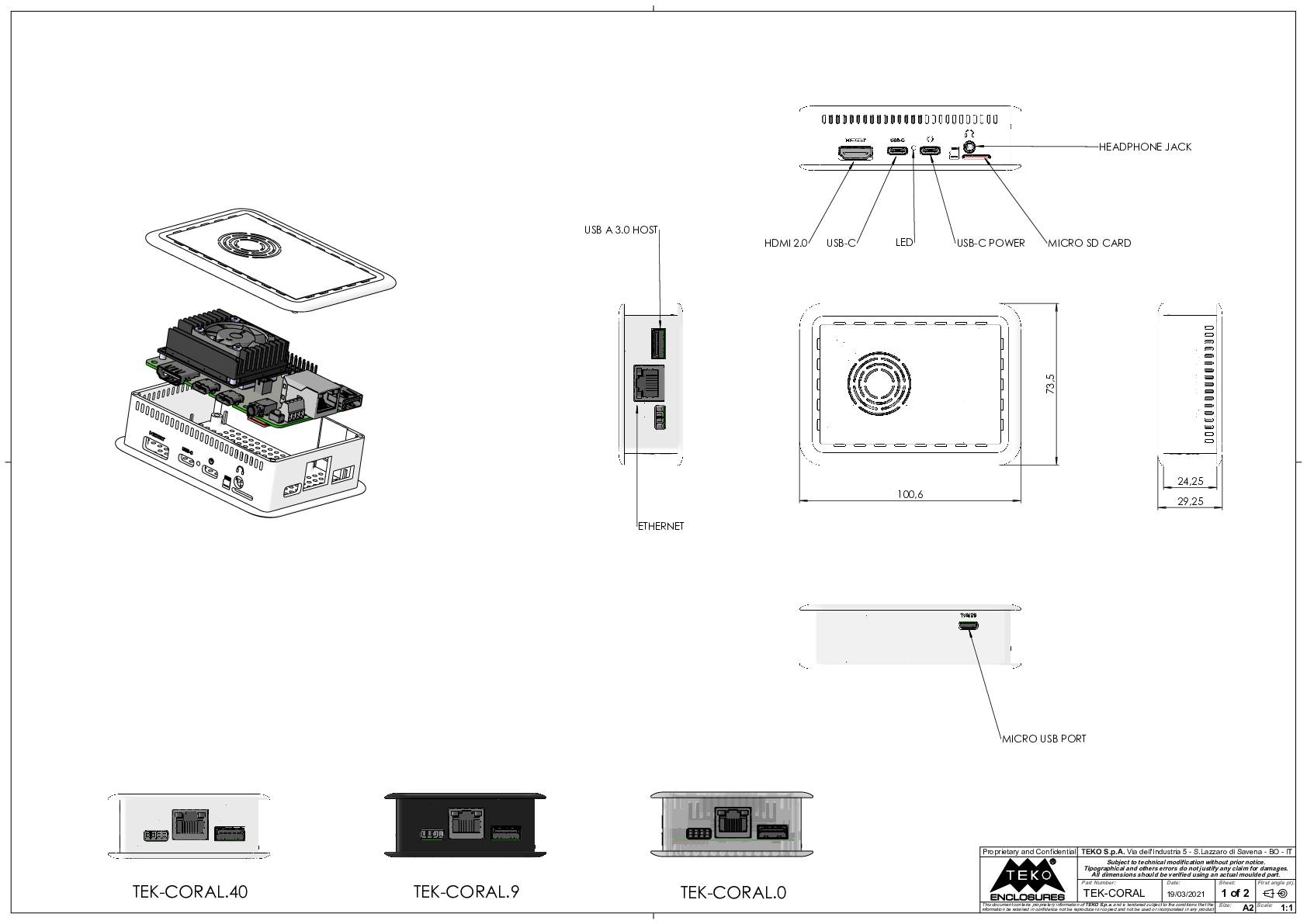 TEKO TEK-CORAL.9 Elektronikgehäuse 100.8 x 73.7 x 29.25 Kunststoff Schwarz 1St.