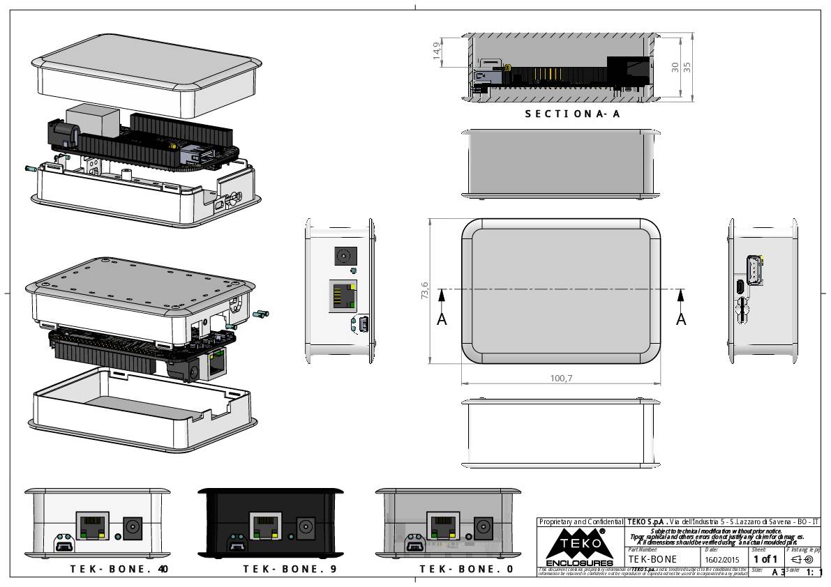 TEKO TEK-BONE.40 Elektronikgehäuse 100.6 x 73.5 x 35 Kunststoff Weiß 1St.