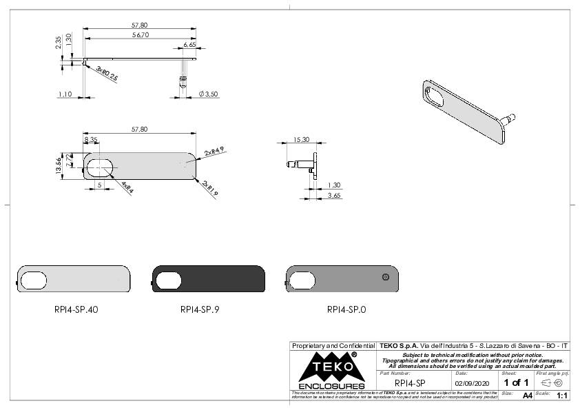 TEKO RPI4-SP.0 Gehäuse-Komponente 57.8 x 13.56 x 1.3 Kunststoff Transparent