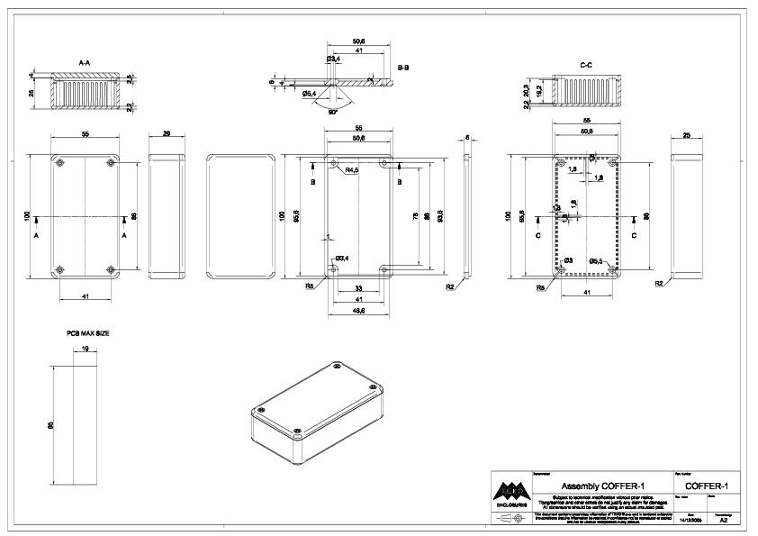 TEKO COFFER 1.9 Elektronikgehäuse 100 x 55 x 29 ABS Schwarz 1St.