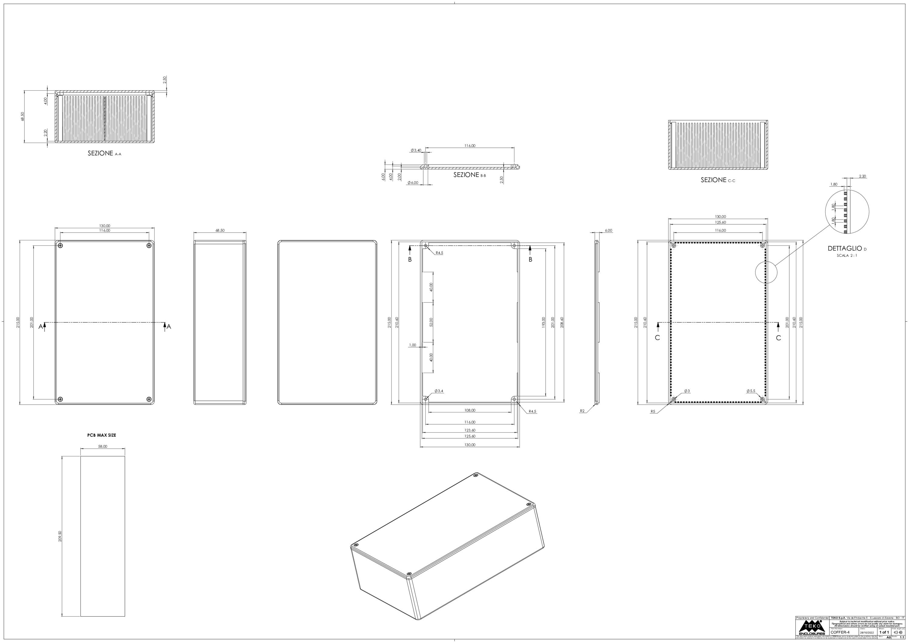 TEKO COFFER 4.9 Elektronikgehäuse 215 x 130 x 68.5 ABS Schwarz 1St.