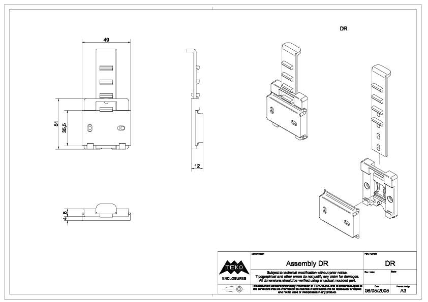 TEKO DR.5 Halter 45 x 51 x 8 Kunststoff Lichtgrau 1St.