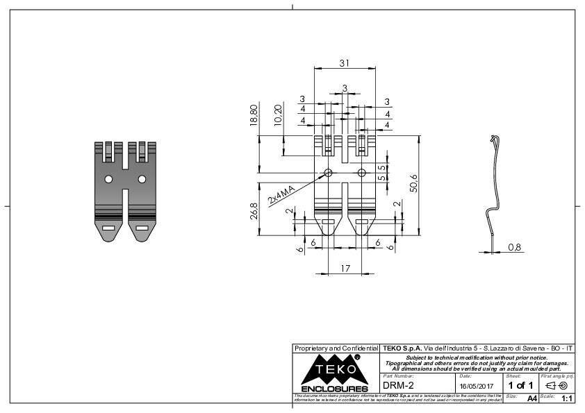 TEKO DRM-2.43 Halter 31 x 50.6 x 0.8 Metall Chrom 1St.