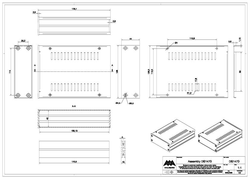 TEKO DS1470.18 Leergehäuse 176 x 126.3 x 43 Aluminium Spritzguss Schwarz/Silber 1St.