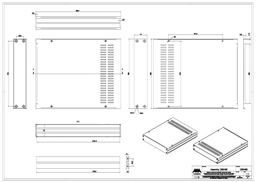 TEKO DS2480.18 Leergehäuse 286 x 233 x 43 Aluminium Spritzguss Schwarz/Silber 1St.