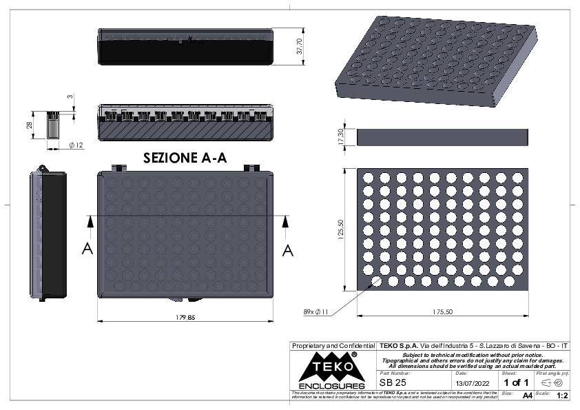 TEKO SB 25.0 Leergehäuse 129.85 x 179.85 x 38 Polystyrol Transparent 1St.