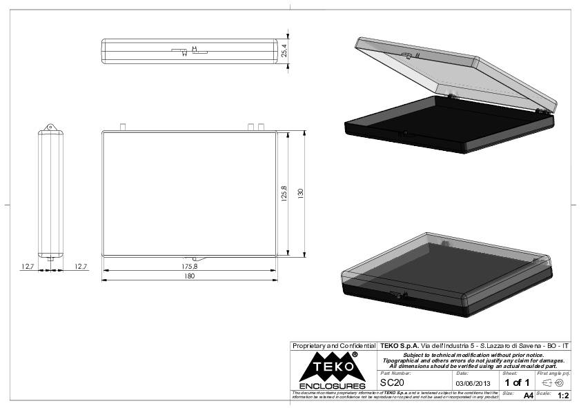 TEKO SC20.9 Leergehäuse 180 x 140.5 x 26 Polystyrol Schwarz 1St.