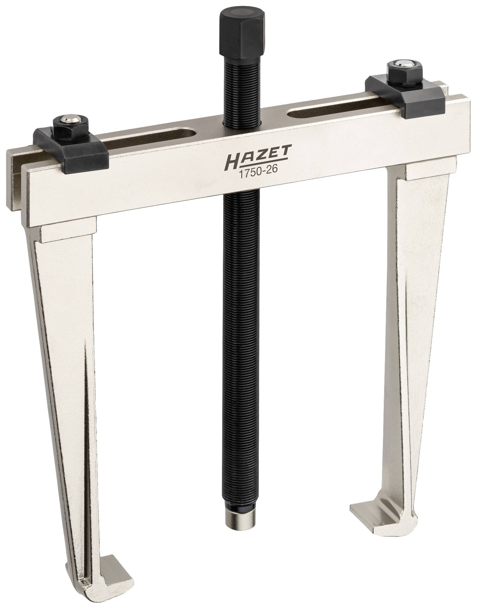 Zweiarmiger Abzieher von Hazet, Modell 1750-26, mit verstellbaren Greifarmen und zentraler Spindel zur Entfernung festsitzender Teile.