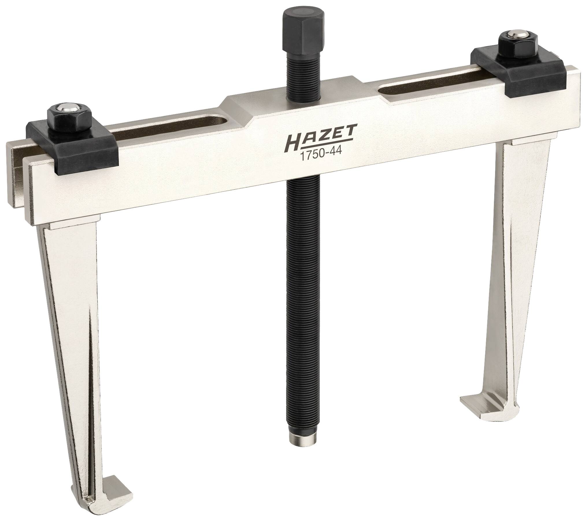 Ein silberner Abzieher mit zwei Armen, Schraubmechanismus und der Aufschrift 'HAZET 1750-44', wird zur Entfernung von Lagern genutzt.