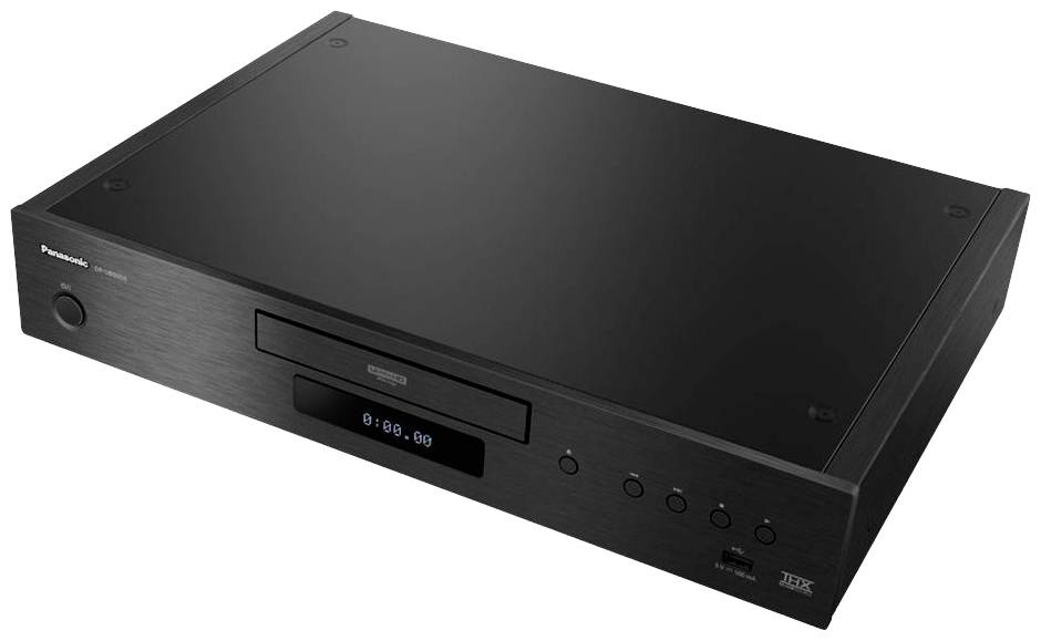 Ein schwarzer Blu-ray-Player mit Frontbedienung und USB-Anschluss. Geeignet für Heimkino-Nutzung. Markenname links oben.