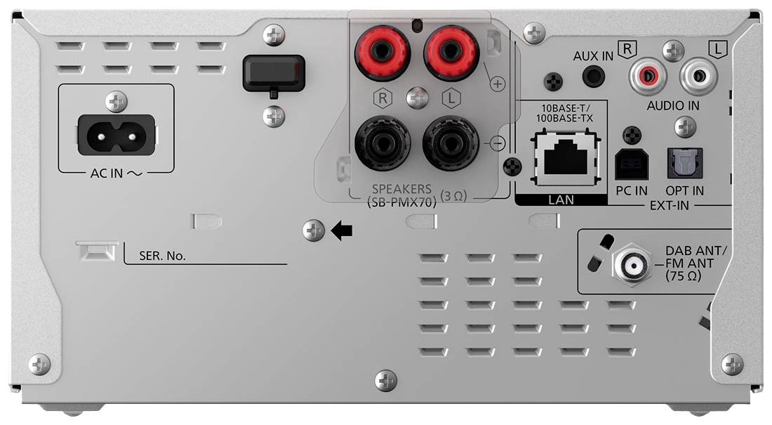 Panasonic SC-PMX802E-S Stereoanlage Air-Play, Bluetooth®, CD, DAB+, USB, WLAN, UKW, AUX, Spotify, Tidal, Deezer, Multiroom-fähig