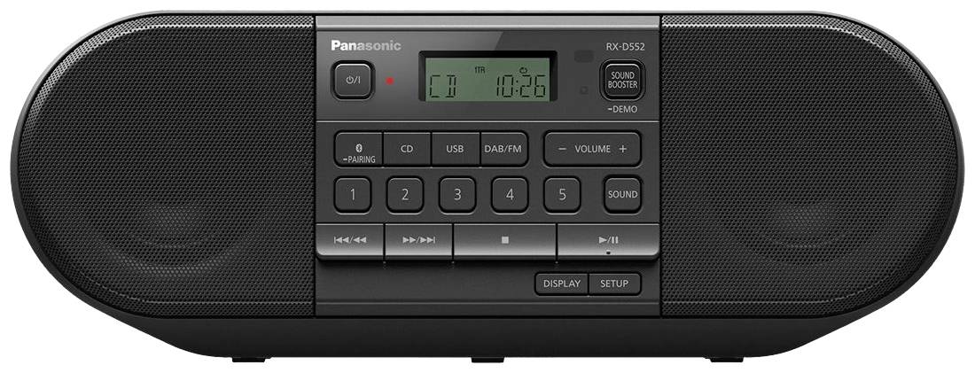Panasonic RX-D552E-K CD-Radio UKW, DAB+ DAB+, UKW, Bluetooth®, CD, USB, AUX Inkl. Fernbedienung Schwarz