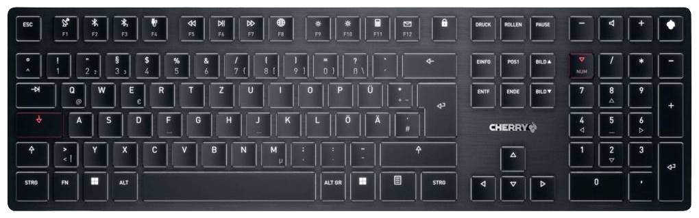 CHERRY KW X ULP Bluetooth® Tastatur Deutsch, QWERTZ Schwarz Geräuscharme Tasten, Wiederaufladbar