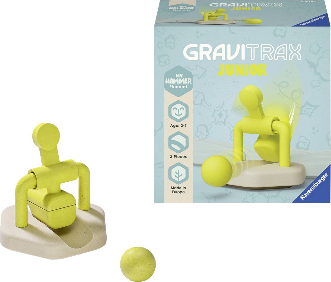 GraviTrax Junior Bausatz, Hammer-Element, enthält 3 Teile, geeignet für Kinder im Alter von 3 bis 7 Jahren.