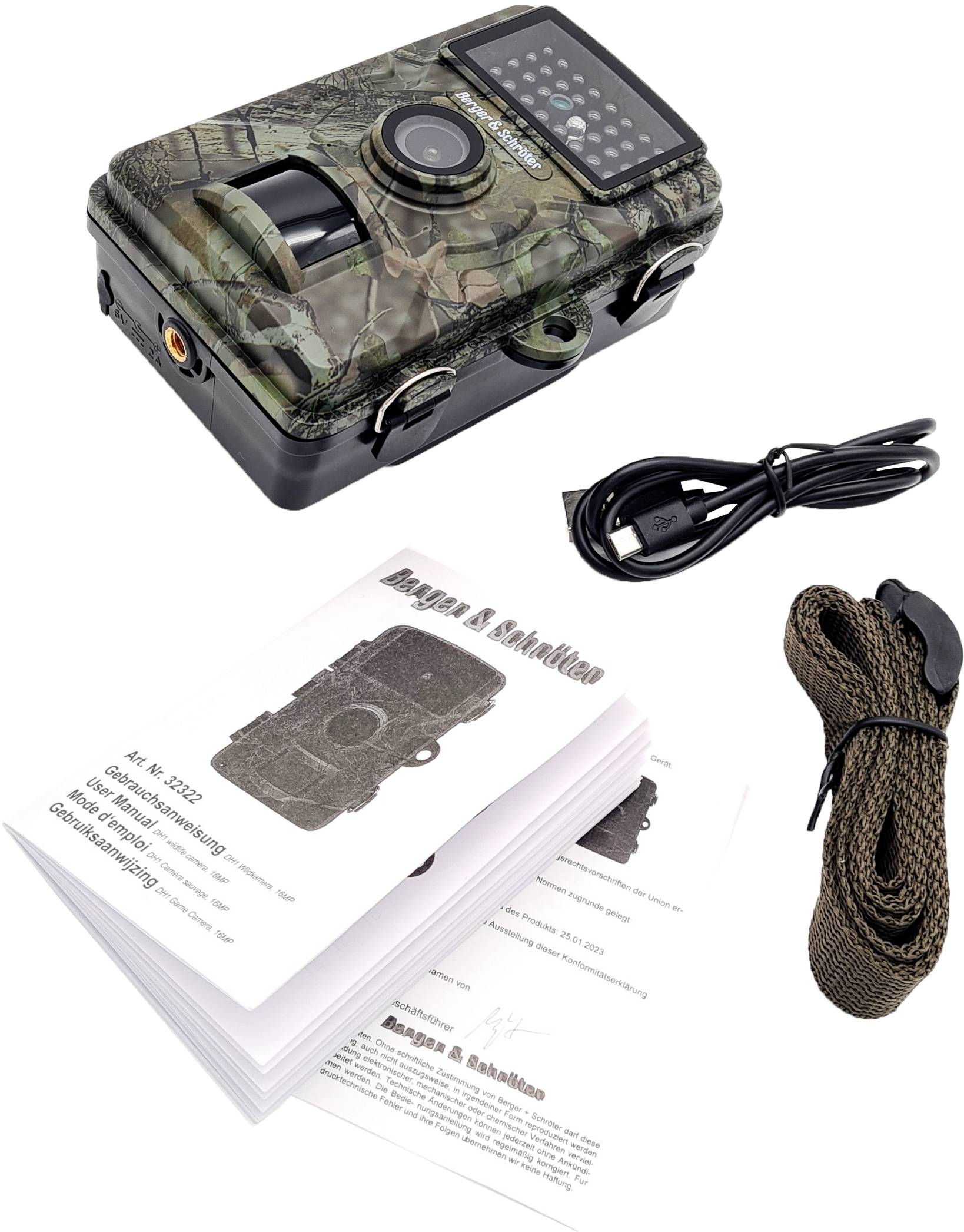 Berger & Schröter DH1 Wildkamera 16 Megapixel Black LEDs, Tonaufzeichnung Camouflage Grün, Camouflage Braun