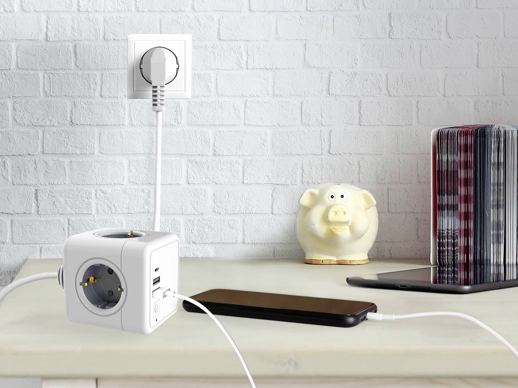 Technaxx 5004 Steckdosenwürfel Weiß Schutzkontakt 1St.