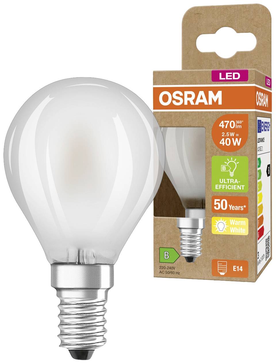 OSRAM HOMELIGHTING 4099854066436 LED EEK B (A - G) E14 Globe (mini) 2.5W = 40W Warmweiß (Ø x H) 45mm x 45mm 1St.
