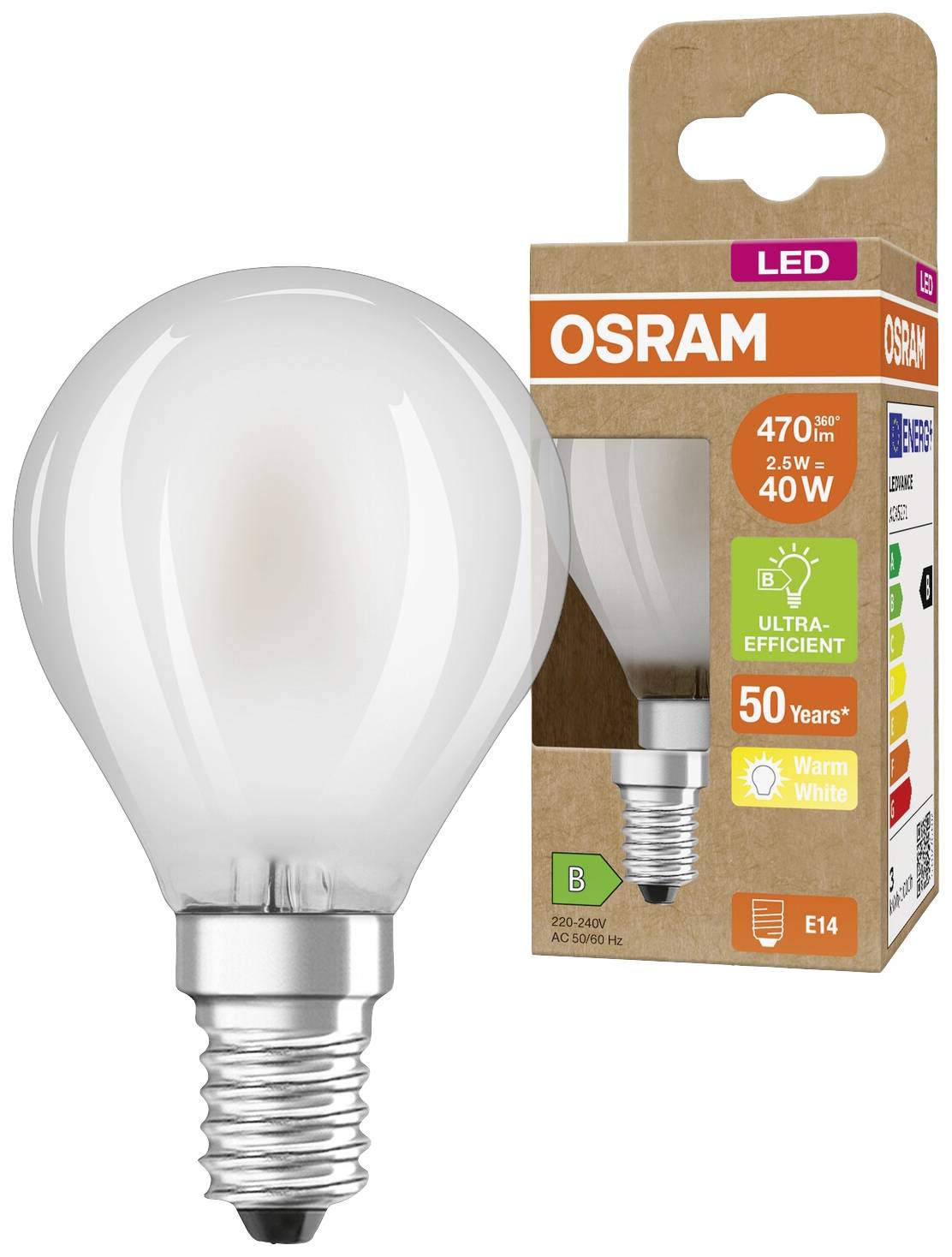OSRAM HOMELIGHTING 4099854066436 LED EEK B (A - G) E14 Globe (mini) 2.5W = 40W Warmweiß (Ø x H) 45mm x 45mm 1St.