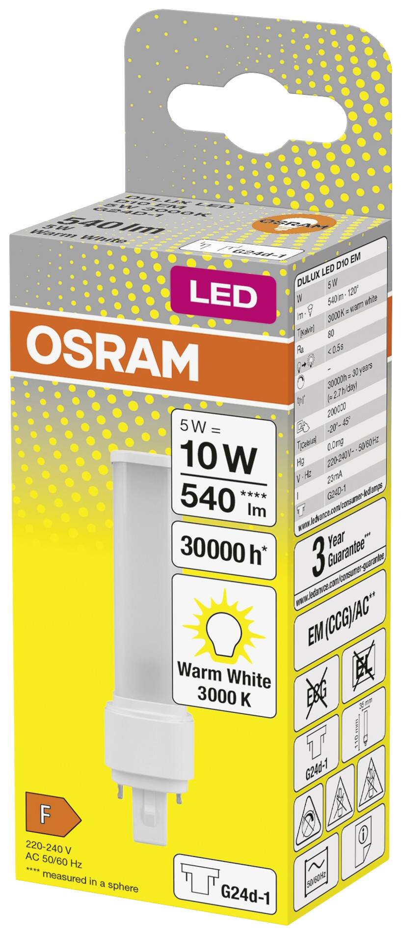 OSRAM HOMELIGHTING 4058075823334 LED EEK F (A - G) G24d-1 5W = 10W Warmweiß (Ø x H) 35mm x 35mm 1St.