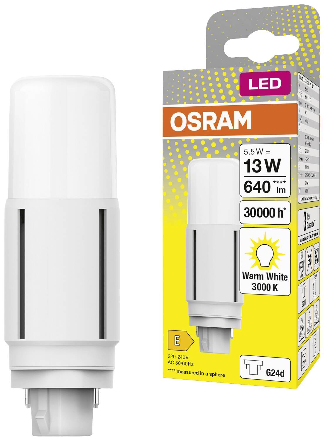 OSRAM HOMELIGHTING 4058075824492 LED EEK E (A - G) G24-d 5.5W = 13W Warmweiß (Ø x H) 37.70mm x 37.70mm 1St.