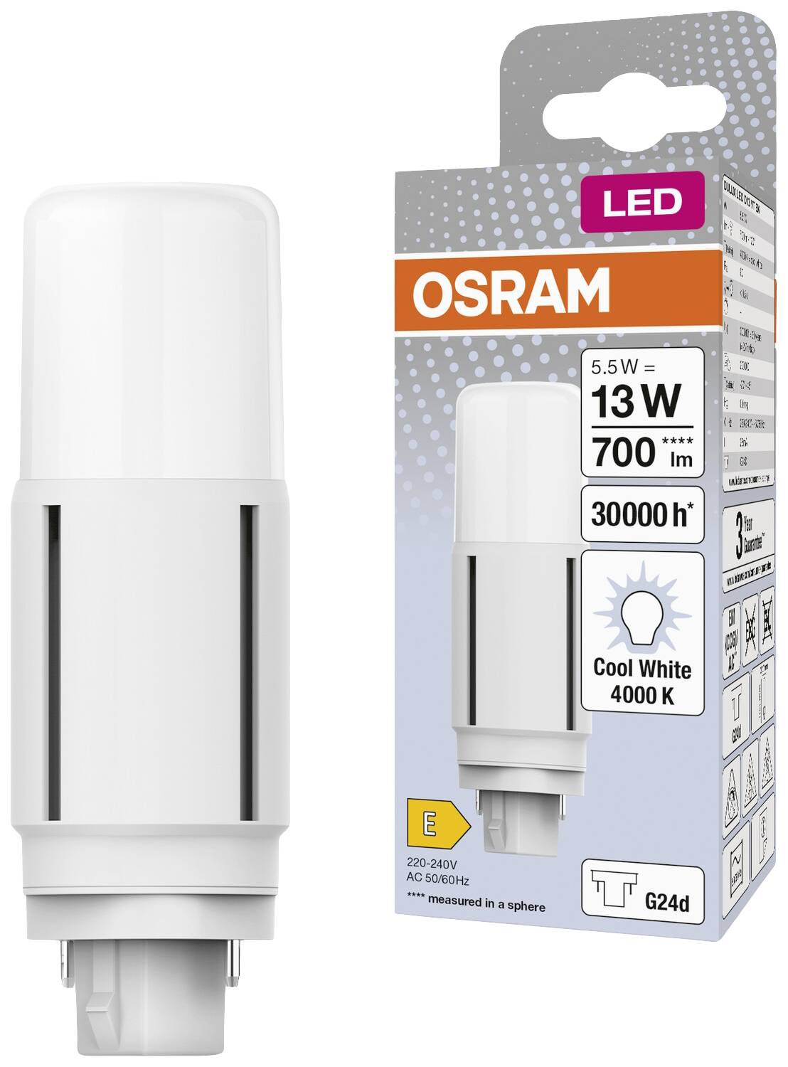 OSRAM HOMELIGHTING 4058075824515 LED EEK E (A - G) G24-d 5.5 W = 13 W Neutralweiß (Ø x H) 37.70 mm x 37.70 mm 1 St.